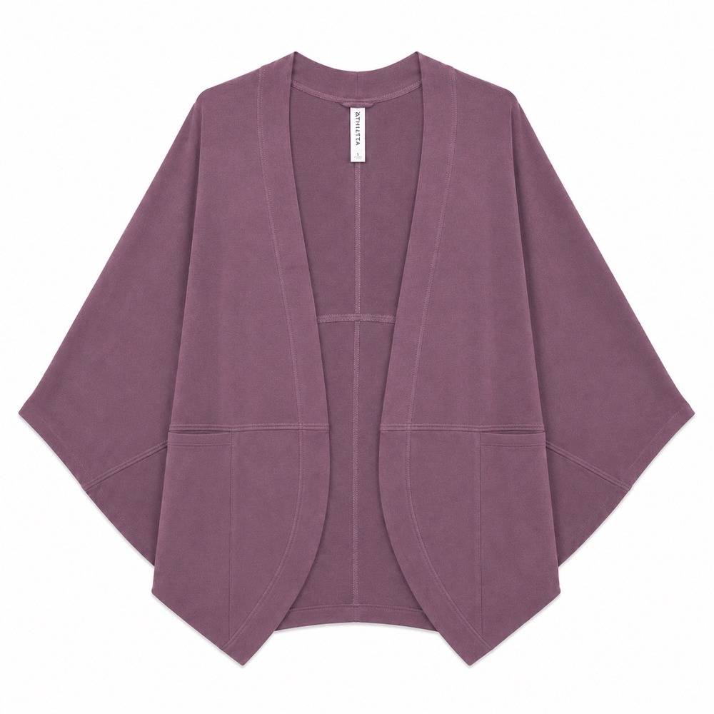 Athleta Pranayama Wrap Cardigan Kimono Cocoon Open Front Purple Small